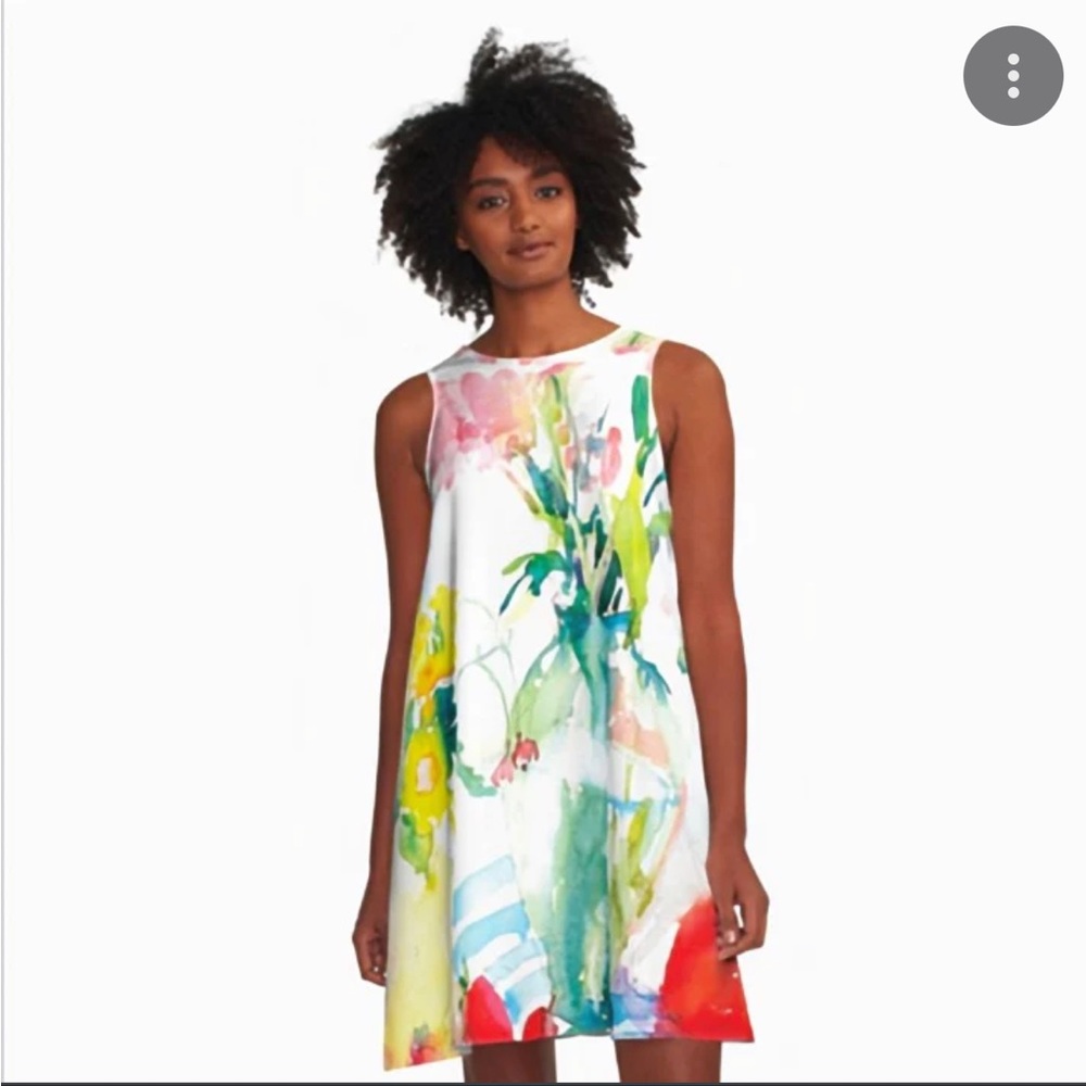 Chaps Watery Floral A-line Summer Cocktail Dress, size 8